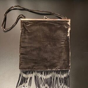 Elegant Vintage Black Velvet Fringe Saks Fifth Avenue  Vintage Evening Bag